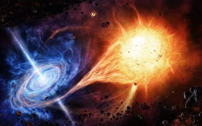 Blue Vortex Pulling Fire From a Star HD Wallpaper