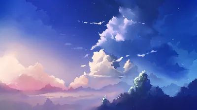 Pastel Clouds over Misty Hills HD Wallpaper