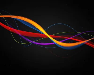 Multicolour Ribbon Waves on Dark Grey HD Wallpaper