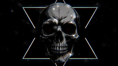 Black Chrome Skull Inside an X HD Wallpaper