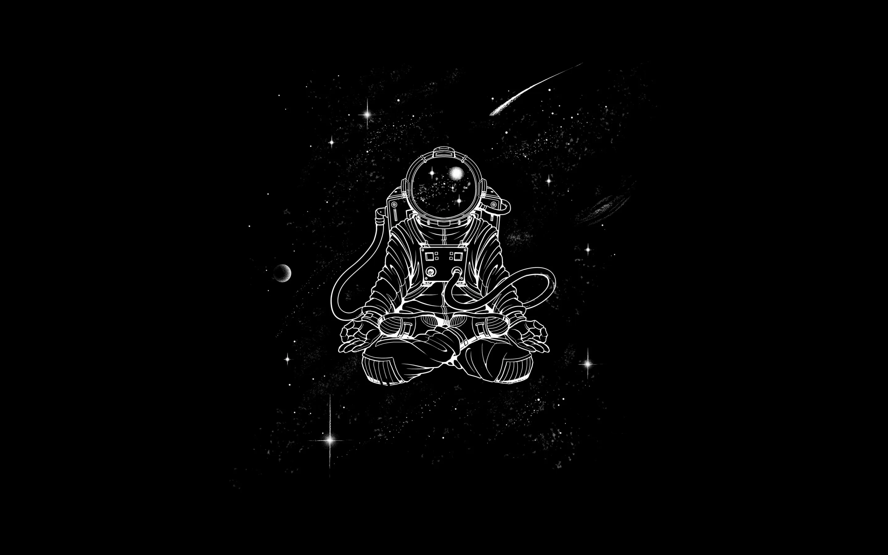Astronaut Wallpaper 4K, Yoga, Meditation, Minimal art