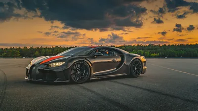 Bugatti Chiron at Sunset on Empty Tarmac HD Wallpaper