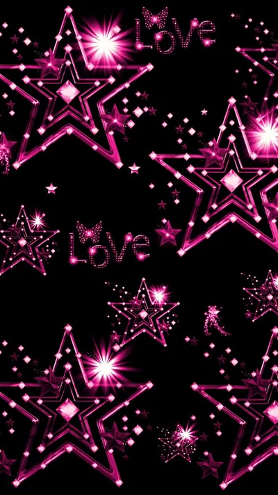 free Sparkling Stars In Black And Pink Iphone Wallpaper