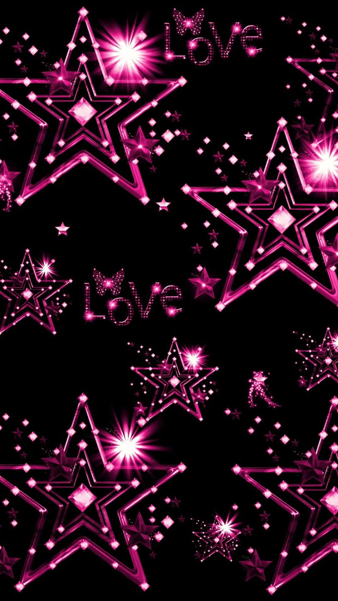 free Sparkling Stars In Black And Pink Iphone Wallpaper