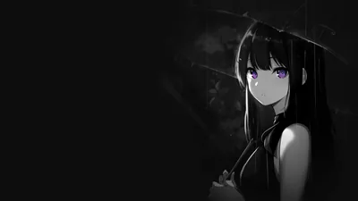Anime Girl with Purple Eyes in Dim Light HD Wallpaper