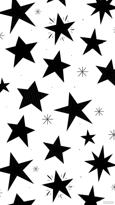 Black Stars on a White Background HD Phone Wallpaper