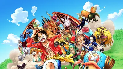 Straw Hat Crew Charging Under a Blue Sky HD Wallpaper