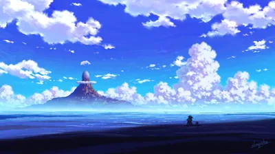 Island Peak Across a Blue Sea HD Wallpaper
