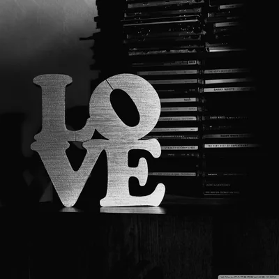White LOVE Block Letters on a Shelf HD Wallpaper