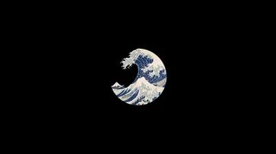 Great Wave Cropped into a Circle HD Wallpaper
