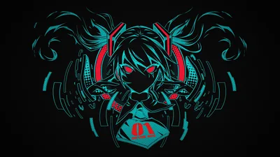 Wallpaper look, minimalism, vocaloid, hatsune miku, black background, Vocaloid, Hatsune