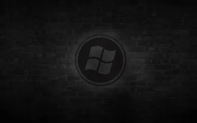 Windows Logo on a Dark Brick Wall HD Wallpaper