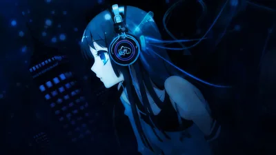 Headphone Girl Under Blue Neon Light HD Wallpaper