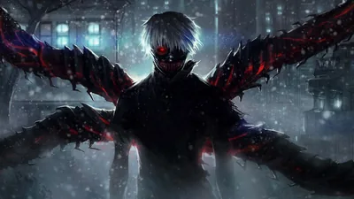 Dark Kaneki in a Snowy Street HD Wallpaper