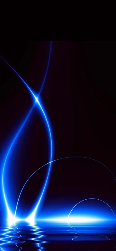 Blue Neon Light Trails Over Water HD Phone Wallpaper