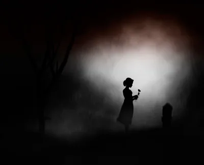 Silent Shadows Little Girl s Midnight Vigil HD Wallpaper