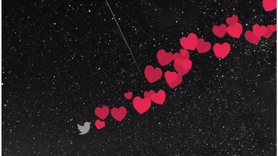 Pink Hearts Trailing Across a Starry Sky HD Wallpaper