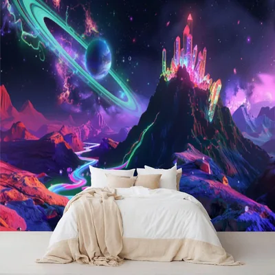 Blacklight Space Mountain Mural HD Wallpaper