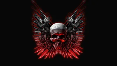 Winged Skull Flanked by Pistols HD Wallpaper