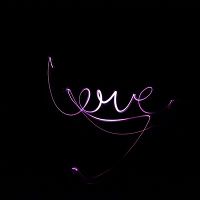 Love Written in Purple Light Painting HD Wallpaper