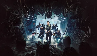 Marine Squad Surrounded by Aliens HD Wallpaper