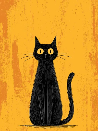 Black Cartoon on Grunge Orange Background Poster