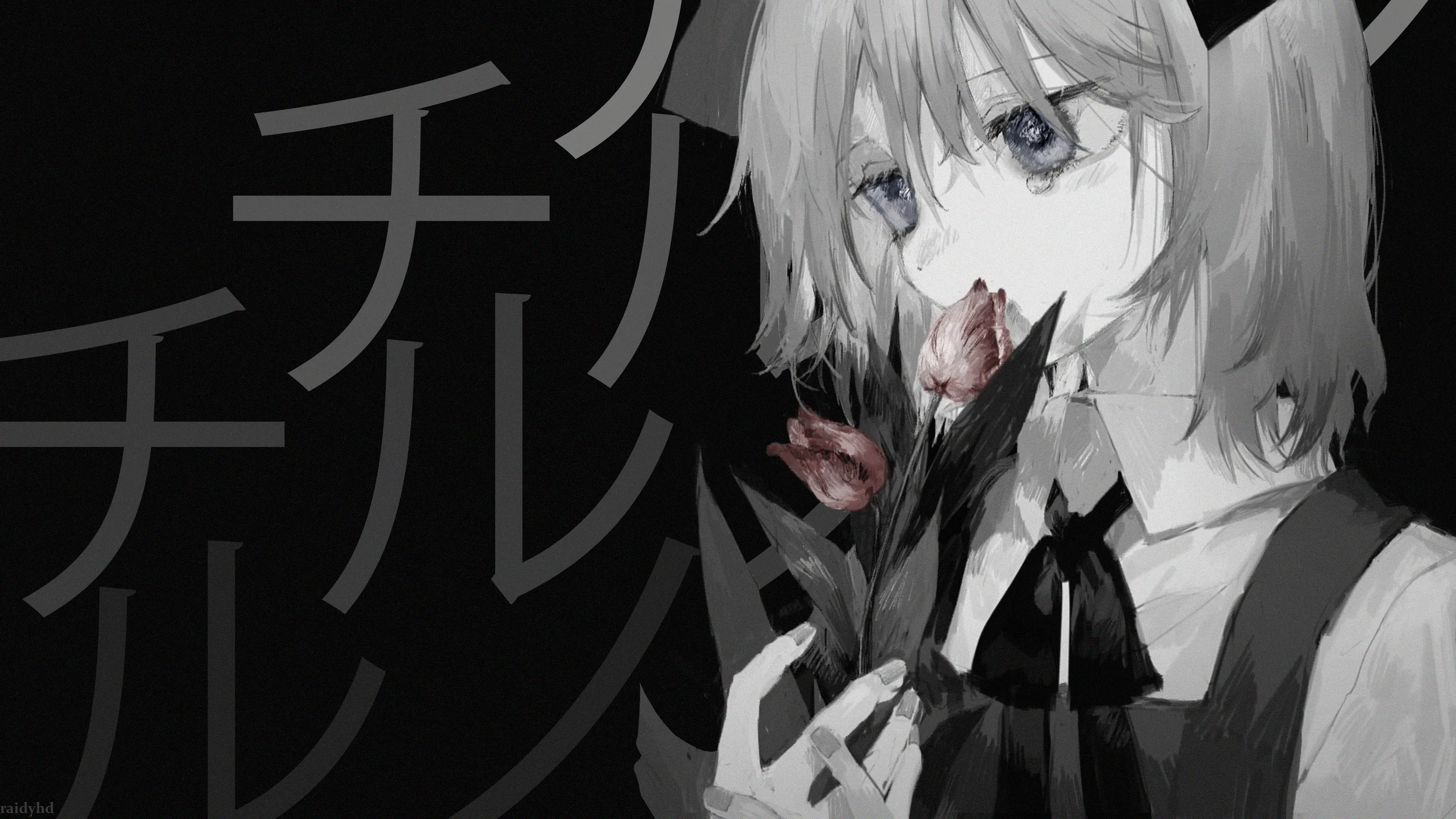 Anime Girls Simple Background Black Background Gaming Mat Desk