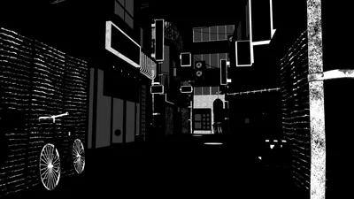 Pitch Black Alley with White Signs HD Wallpaper