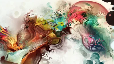 Paint Splash Digital Collage on White HD Wallpaper