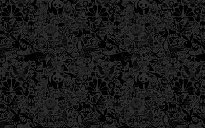 Dark Doodle Pattern with Skulls HD Wallpaper