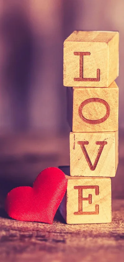 Stacked Wooden Letters Spelling Love HD Phone Wallpaper