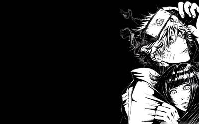 Two Manga Characters in Heavy Black Ink HD Wallpaper