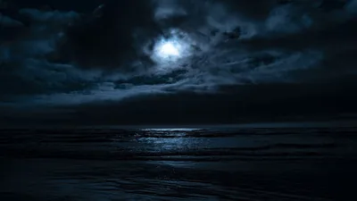 Ocean Waves Under Black White Clouds Blue Sky Moon During Nighttime HD Moon Wallpapers