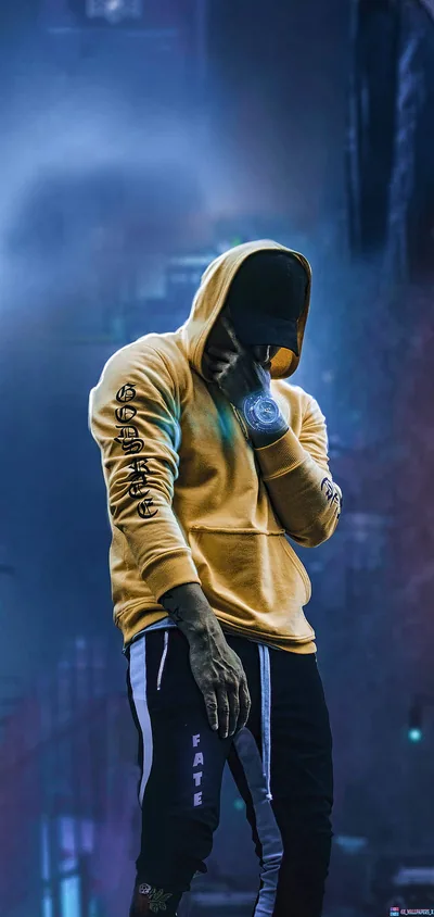 Boy in a Yellow Hoodie and Mask HD Phone Wallpaper