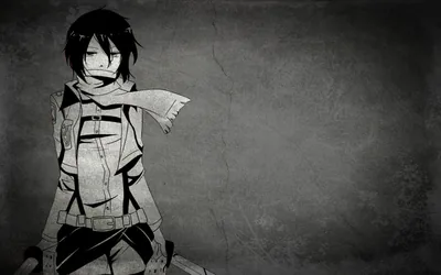 Anime Boy with Scarf on a Grey Wall HD Wallpaper