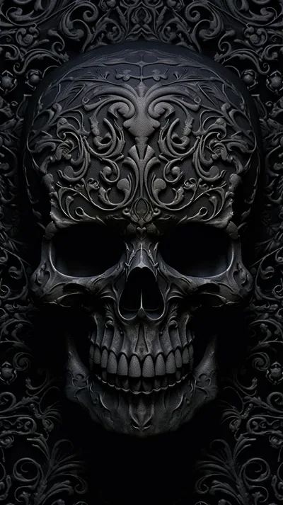 Carved Skull With Baroque Filigree HD Phone Wallpaper
