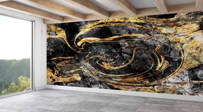 Alcohol Ink Wall Poster, Gold Wall Print, Bright Wallpaper, Black Wall