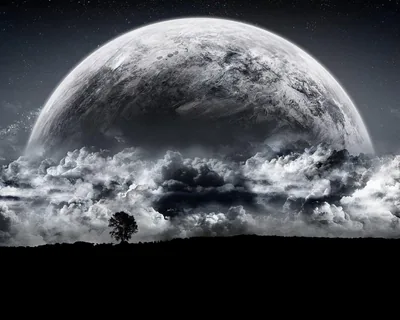 Full Moon Rising Behind Storm Clouds HD Wallpaper