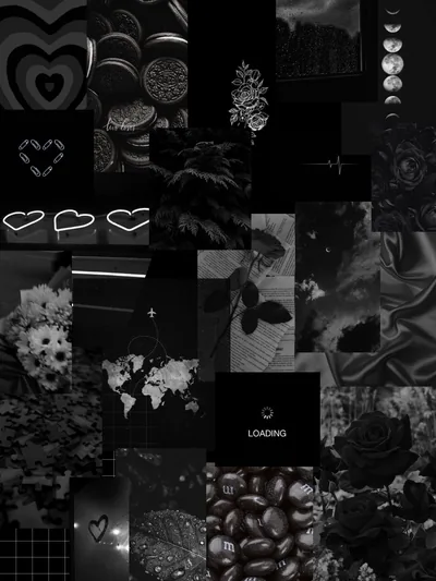 Black Hearts and Roses Collage HD Phone Wallpaper