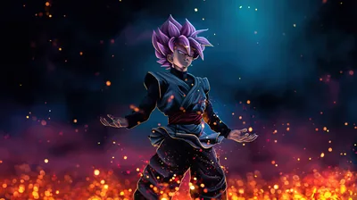Purple-Haired Saiyan Among Fire Sparks HD Wallpaper