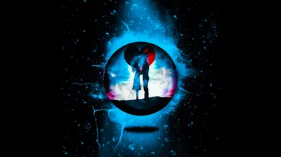 Couple Kissing Inside a Glowing Sphere HD Wallpaper