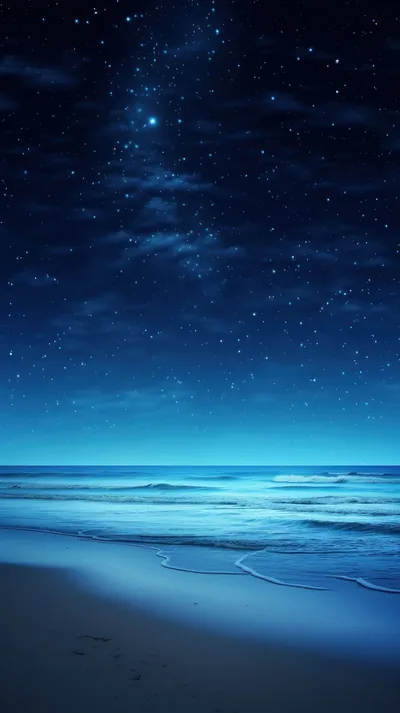 Quiet Beach Under a Starry Sky HD Phone Wallpaper