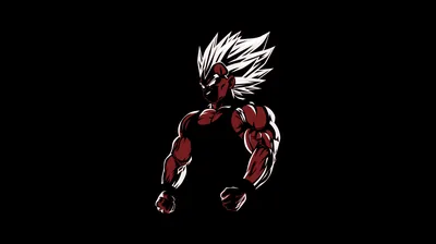 Crimson Saiyan Minimal Art on Black HD Wallpaper