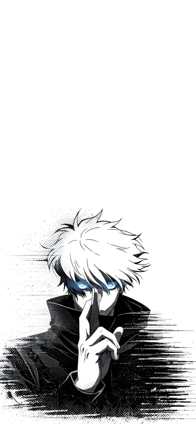 Papel de Parede 4K Anime Satoru Gojo Preto e Branco