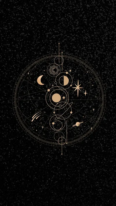Celestial Moon Phases on Black HD Phone Wallpaper