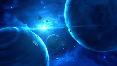 blue, Outer, Space, Planets, Asteroids, Qauz Wallpapers HD Desktop