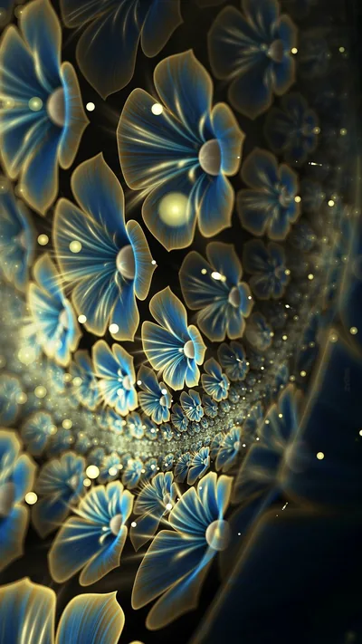 Wallpaper Blue and Black Flower Illustration, Background Free Image