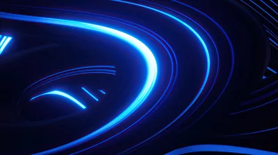 Curved Neon Blue Light Streaks HD Wallpaper