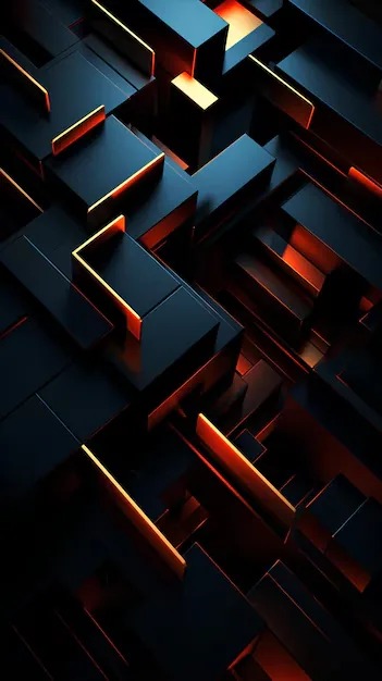 Dark abstract background random shapes amoled glowing