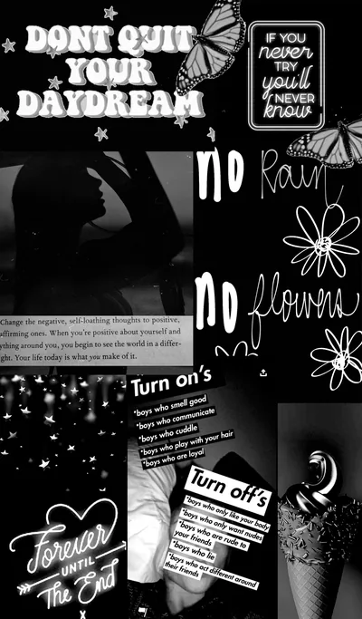 Quote Collage in Black and White HD Phone Wallpaper